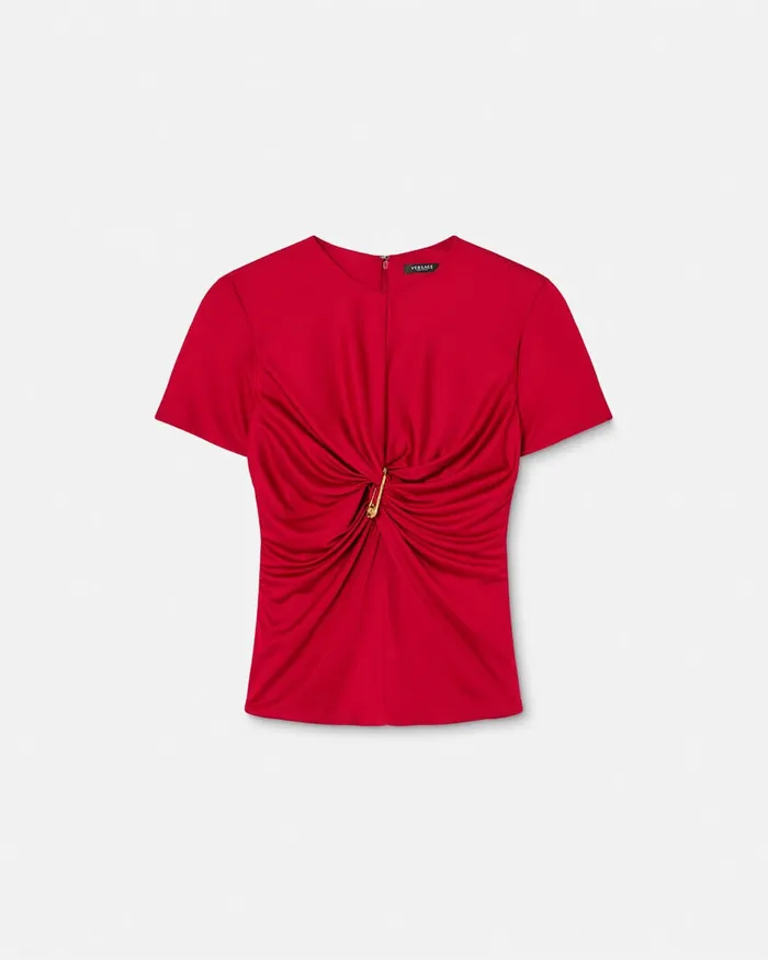 Shirts and Tops Women Versace Safety Pin Gathered Top Red