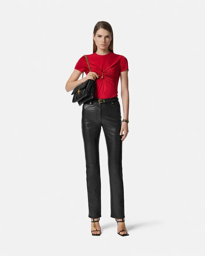 Shirts and Tops Women Versace Safety Pin Gathered Top Red