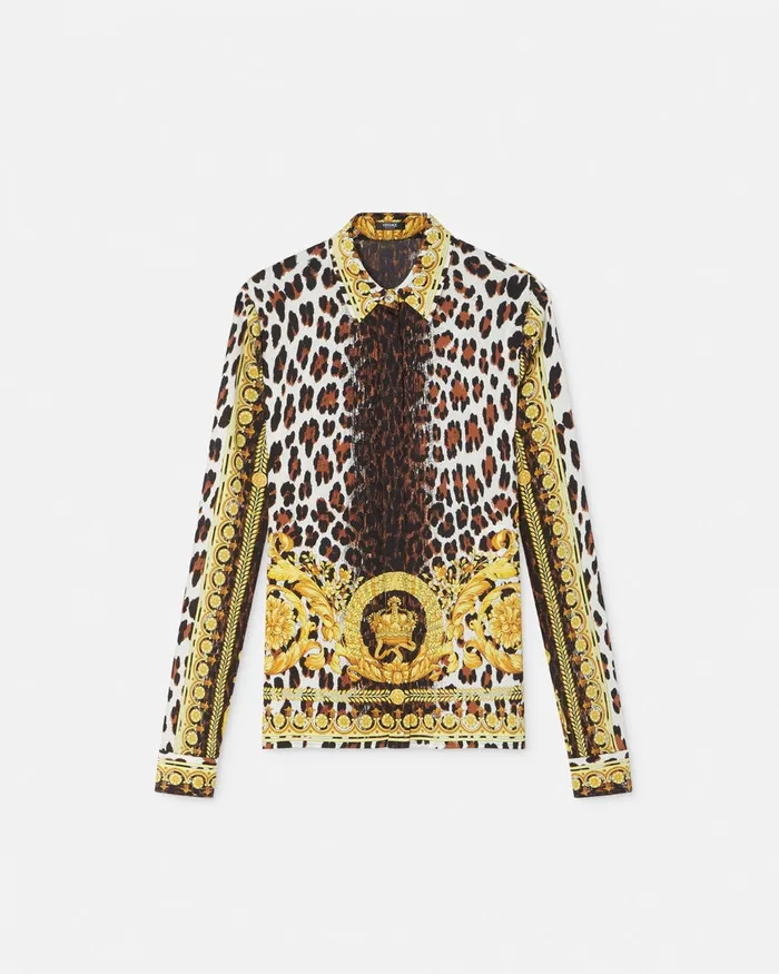 Shirts and Tops Women Versace Wild Barocco Silk Fitted Shirt Print