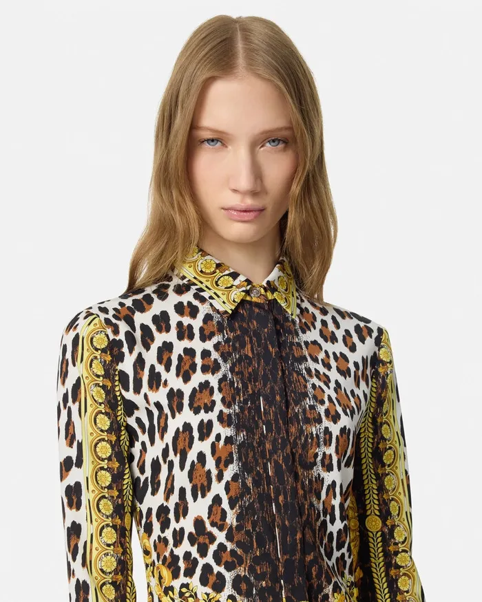 Shirts and Tops Women Versace Wild Barocco Silk Fitted Shirt Print