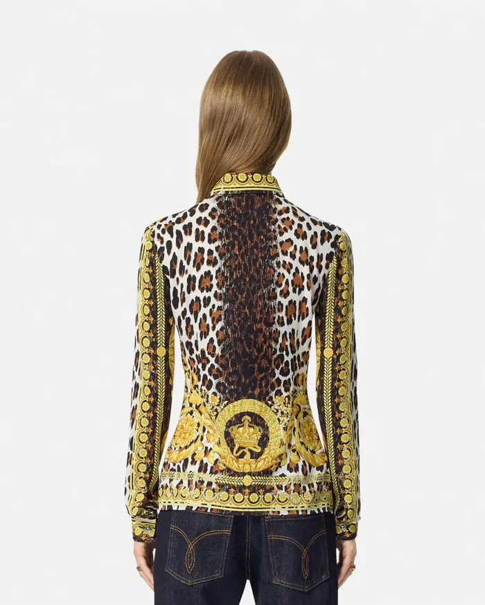 Shirts and Tops Women Versace Wild Barocco Silk Fitted Shirt Print
