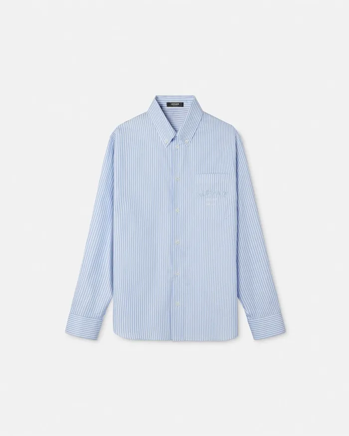Shirts Men Versace Barocco Sea Striped Shirt Blueprint