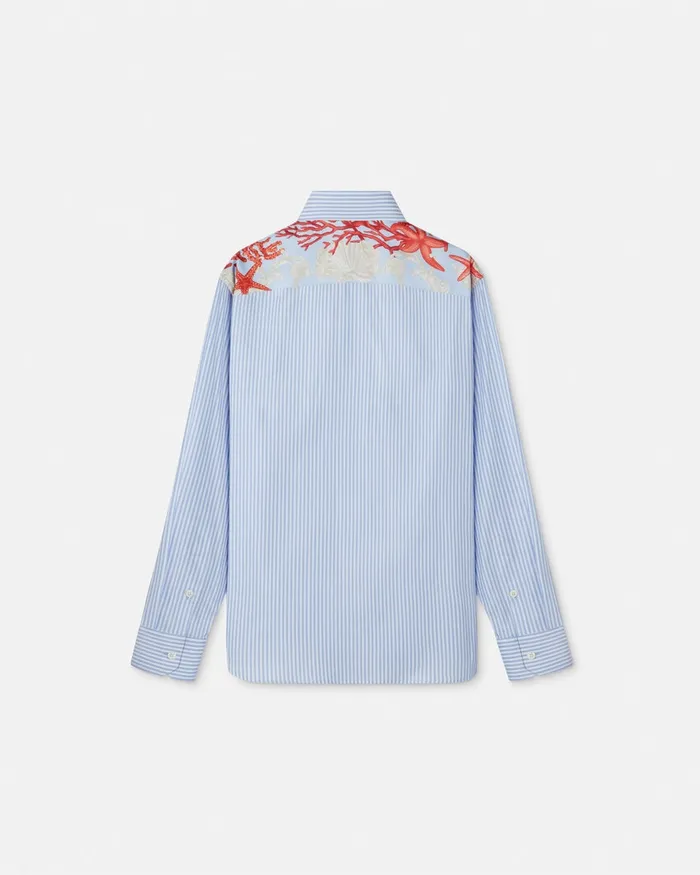 Shirts Men Versace Barocco Sea Striped Shirt Blueprint