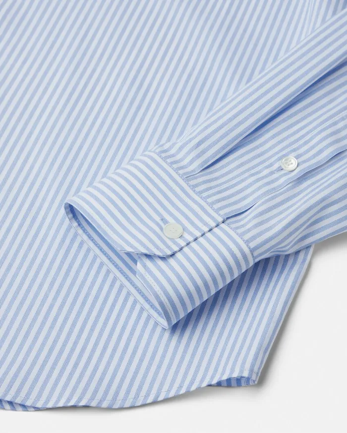 Shirts Men Versace Barocco Sea Striped Shirt Blueprint