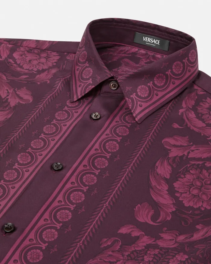 Shirts Men Versace Barocco Silk Shirt Print