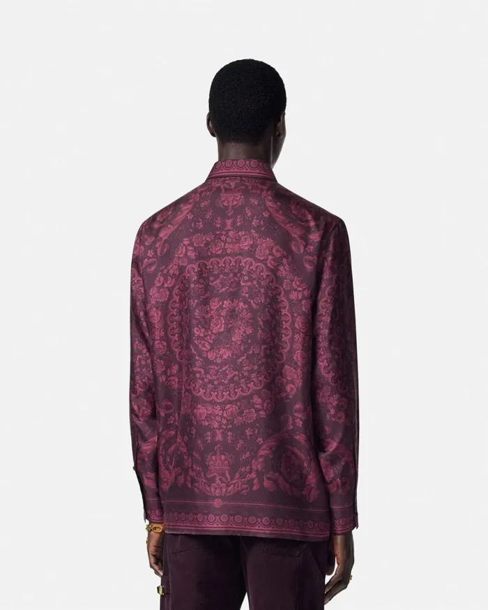 Shirts Men Versace Barocco Silk Shirt Print