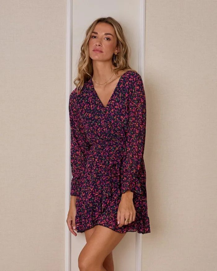 Short Dress Flora Raspberry Women Polin Et Moi Dresses And Jumpsuits