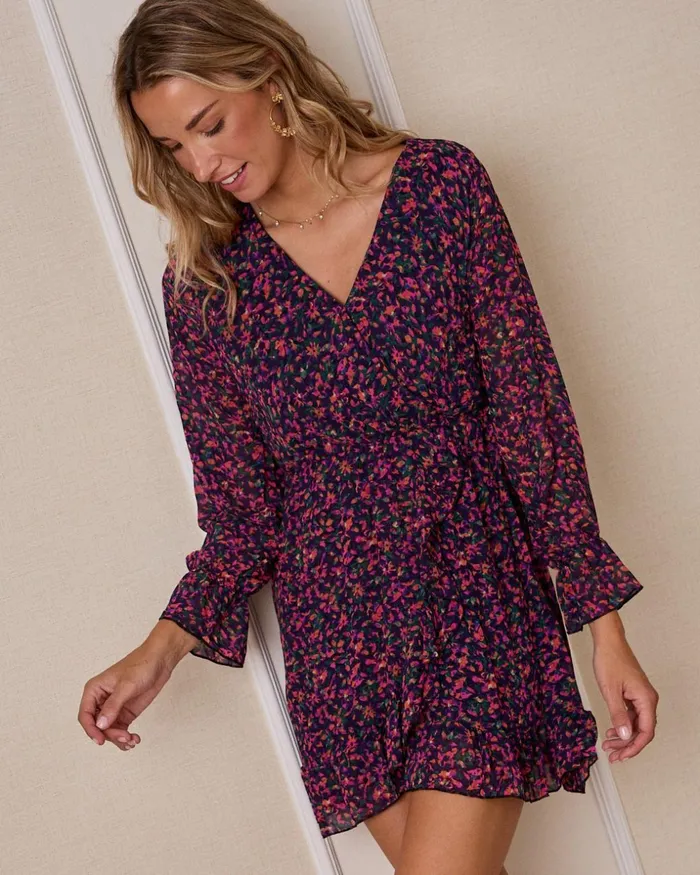 Short Dress Flora Raspberry Women Polin Et Moi Dresses And Jumpsuits