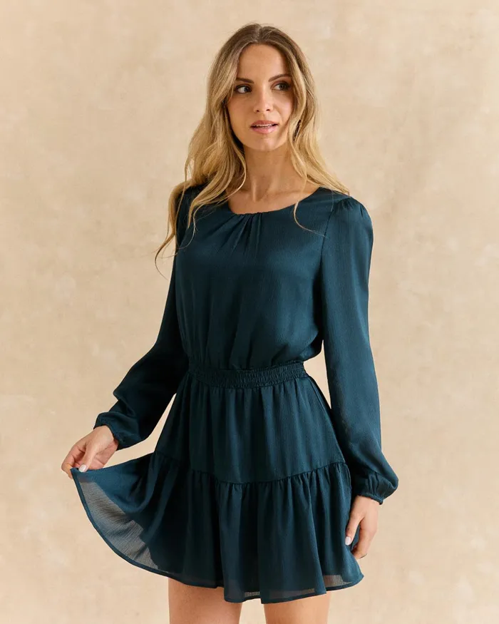 Short Dress With Elastic Waist Green Forest Women Polin Et Moi Dresses And Jumpsuits
