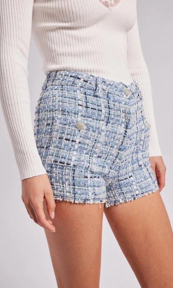 Shorts Women Generation Love Clothing Diaz Tweed Shorts Mixed Blue