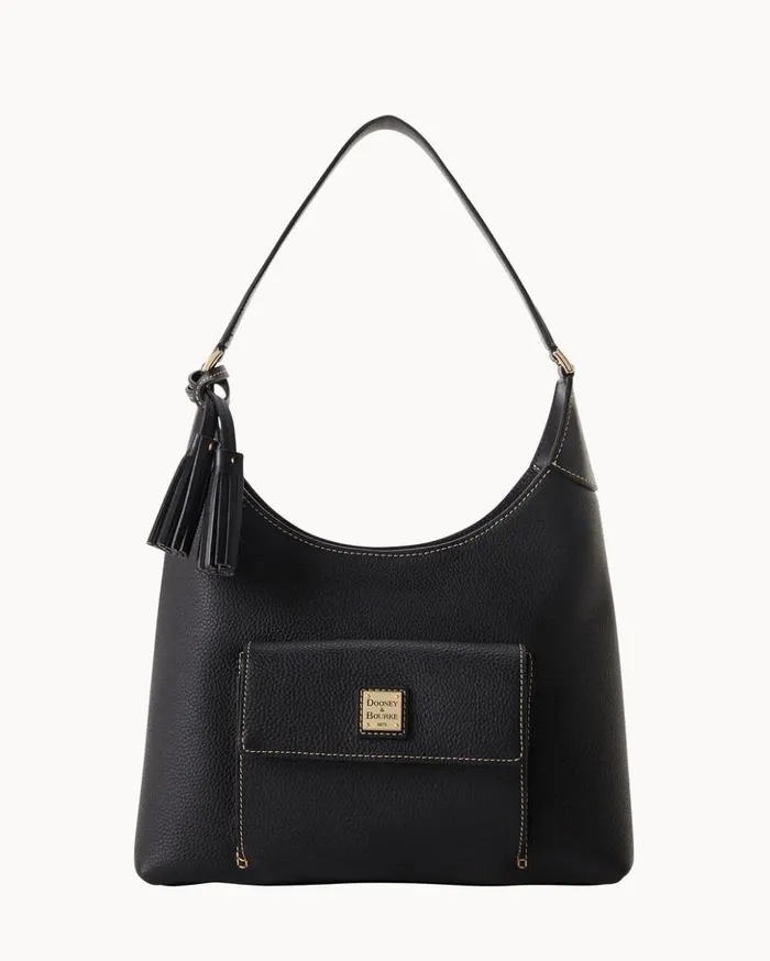 Shoulder Bags Women Dooney and Bourke Pebble Grain Hobo Black Black