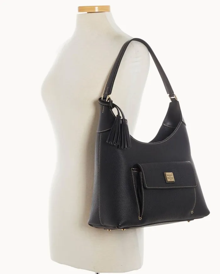 Shoulder Bags Women Dooney and Bourke Pebble Grain Hobo Black Black Shoulder Bags Women Dooney and Bourke Pebble Grain Hobo Black Black