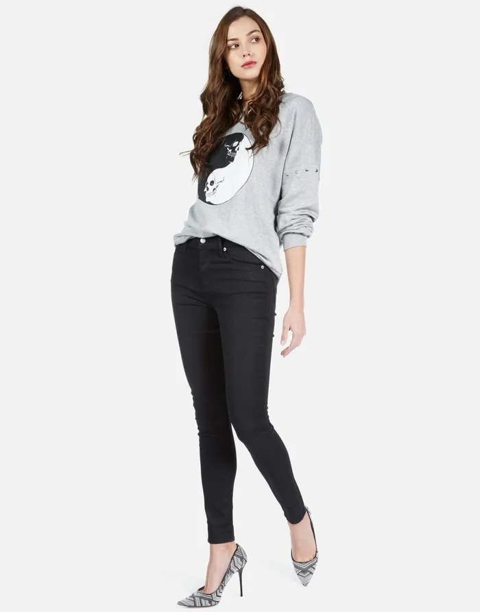 Sierra Skull Yin Yang Heather Grey Women039s Lauren Moshi Long Sleeve