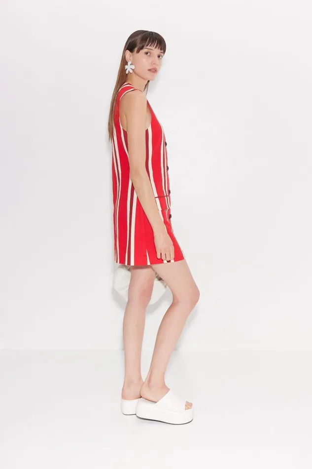 Simon Miller Carob Linen Mini Dress In Moroccan Spice Stripe Women Sets