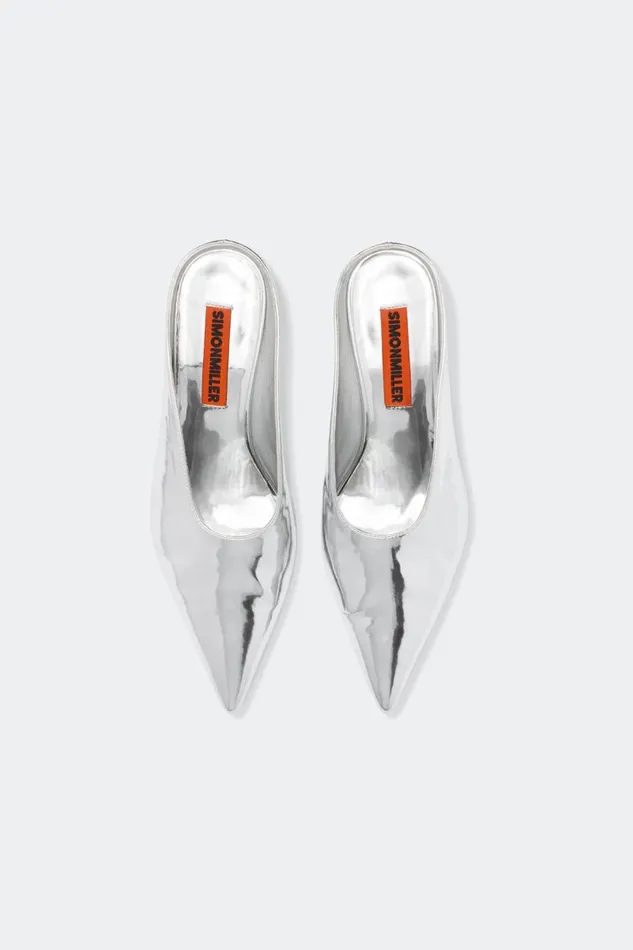 Simon Miller Chrome Pointed Gala Mule In Silver Women Heels