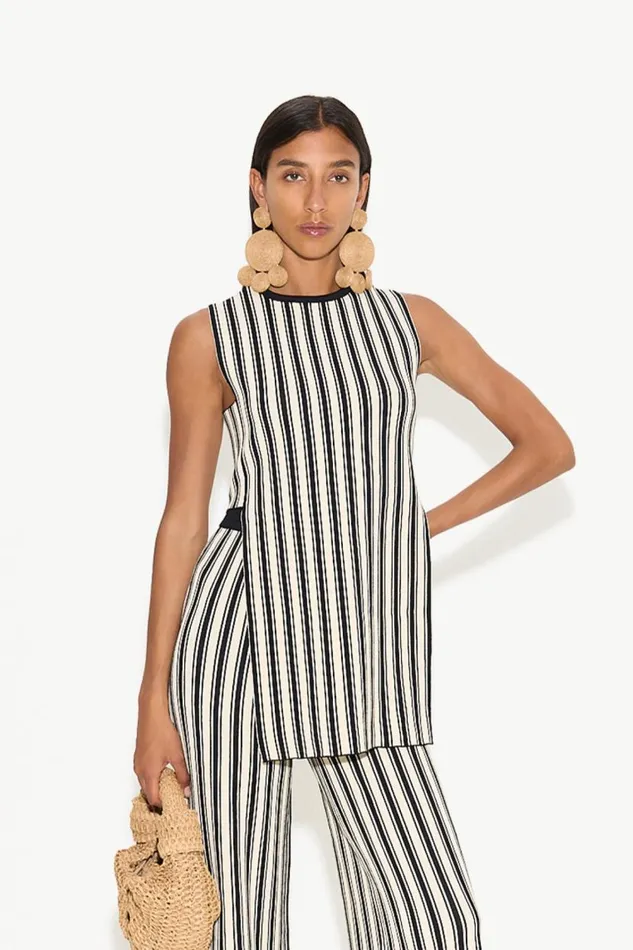 Simon Miller Knits By Canoga Top In BlackRice Flour Stripe Women Knitwear