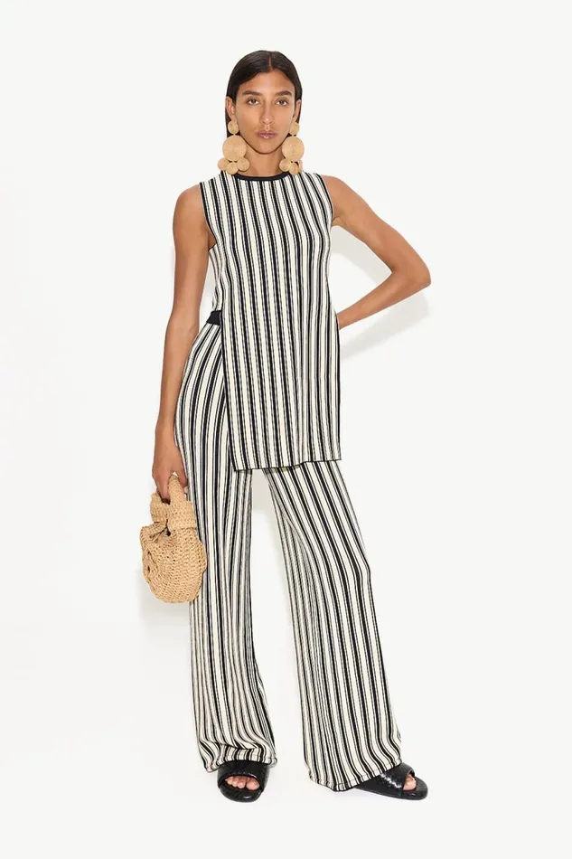 Simon Miller Knits By Canoga Top In BlackRice Flour Stripe Women Knitwear
