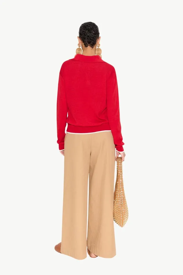 Simon Miller Marcel Polo Sweater In Lucky Red Merino Wool Women Tops