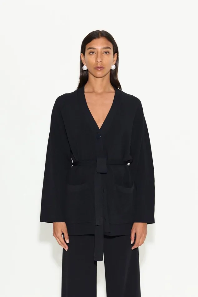 Simon Miller Max Belted Knit Cardigan In Black Women Tops