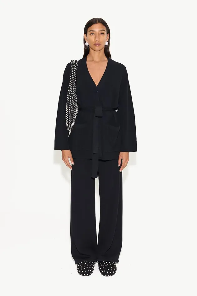Simon Miller Max Belted Knit Cardigan In Black Women Tops Simon Miller Max Belted Knit Cardigan In Black Women Tops