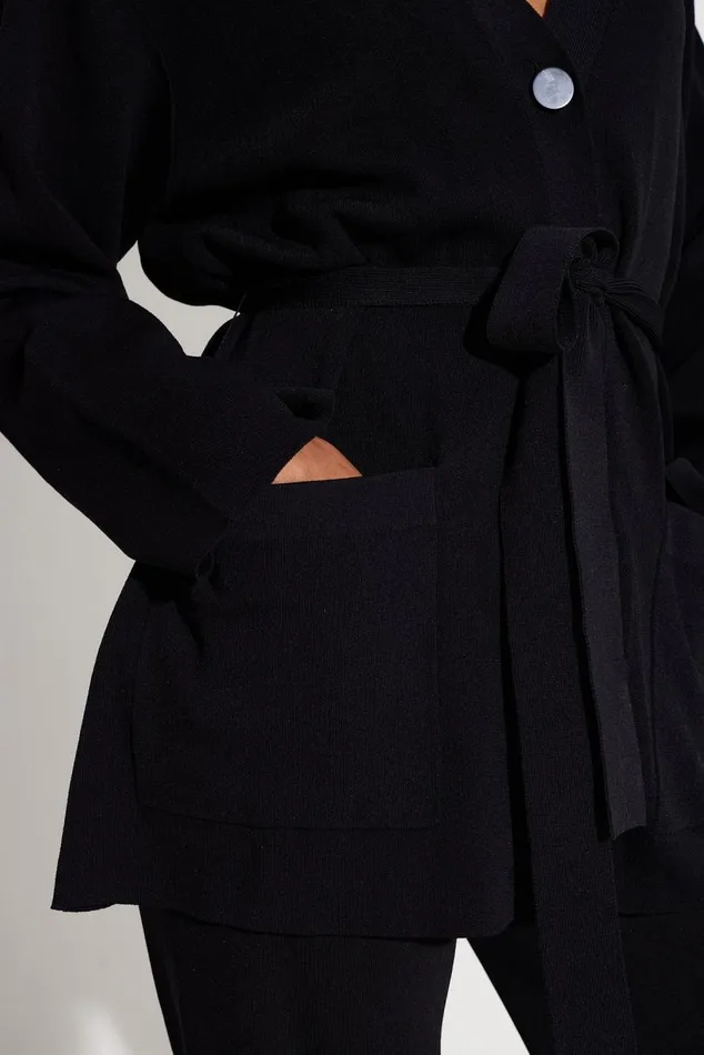 Simon Miller Max Belted Knit Cardigan In Black Women Tops Simon Miller Max Belted Knit Cardigan In Black Women Tops