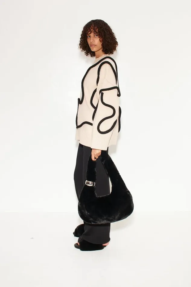 Simon Miller Simon Miller Leith Squiggle Knit Sweater In CreamBlack Women Sweaters