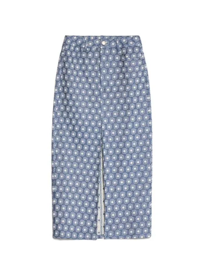 Sister Jane Bottoms Women Daisy Denim Midi Skirt Captain Blue
