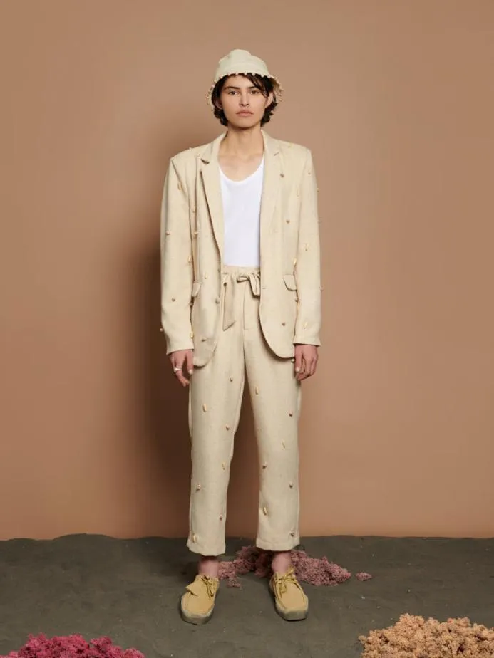 Sister Jane Bottoms Women Dylan Bead Belted Trousers Natural Ivory
