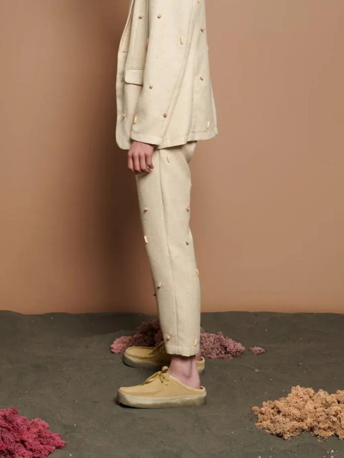 Sister Jane Bottoms Women Dylan Bead Belted Trousers Natural Ivory