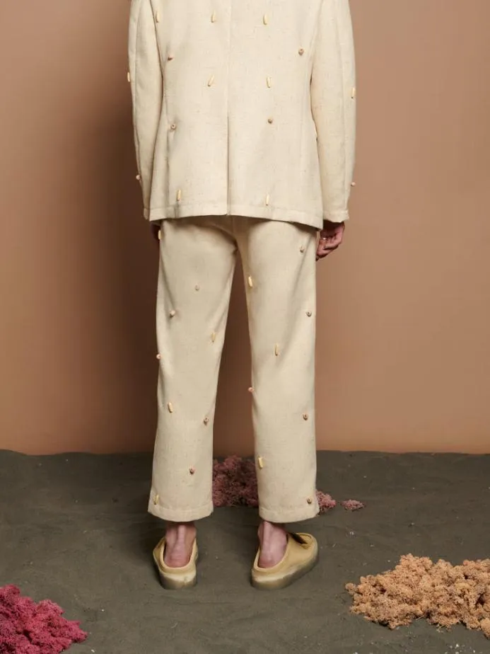 Sister Jane Bottoms Women Dylan Bead Belted Trousers Natural Ivory