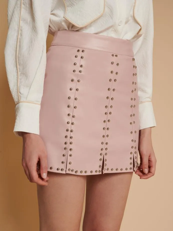 Sister Jane Bottoms Women Ghospell Avery PU Studded Skirt Nude Pink
