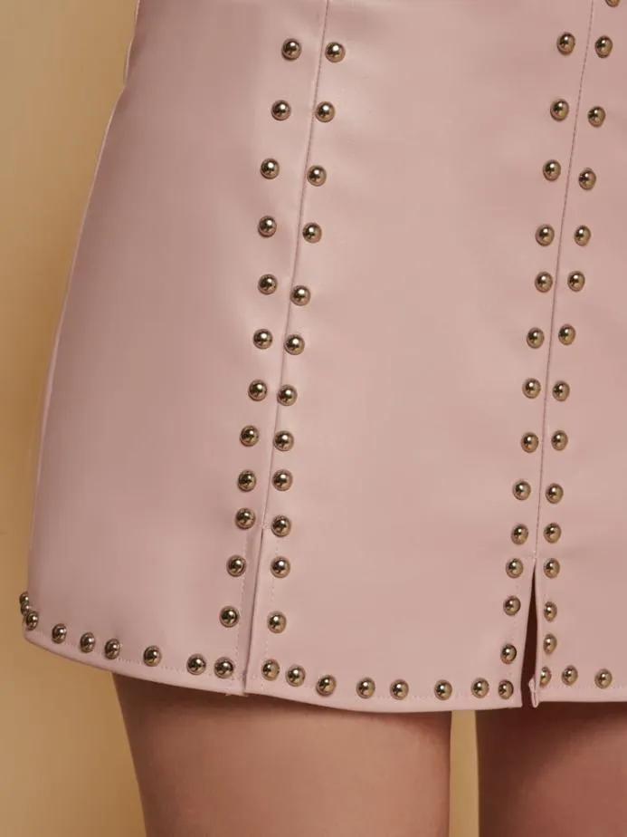 Sister Jane Bottoms Women Ghospell Avery PU Studded Skirt Nude Pink