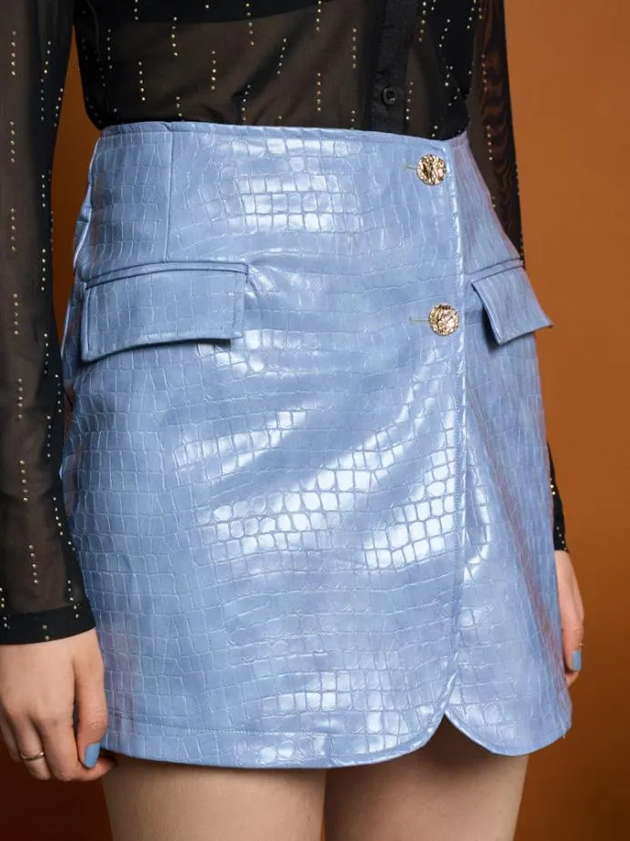 Sister Jane Bottoms Women Ghospell Nix PU Mini Skirt Stone Blue