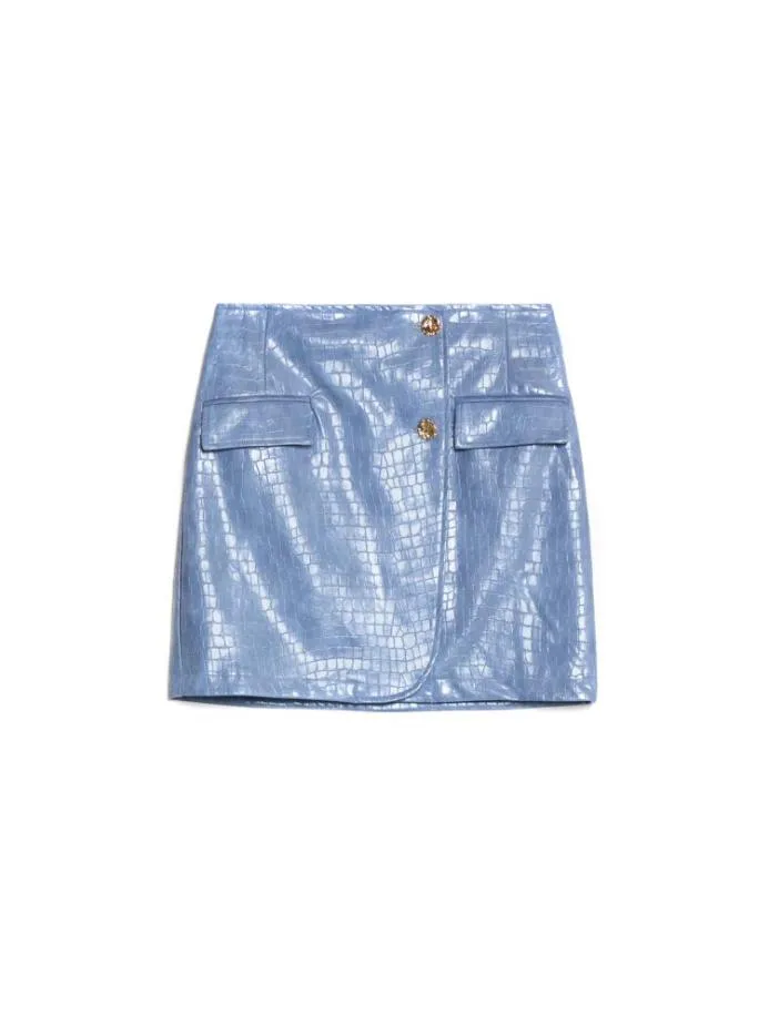 Sister Jane Bottoms Women Ghospell Nix PU Mini Skirt Stone Blue