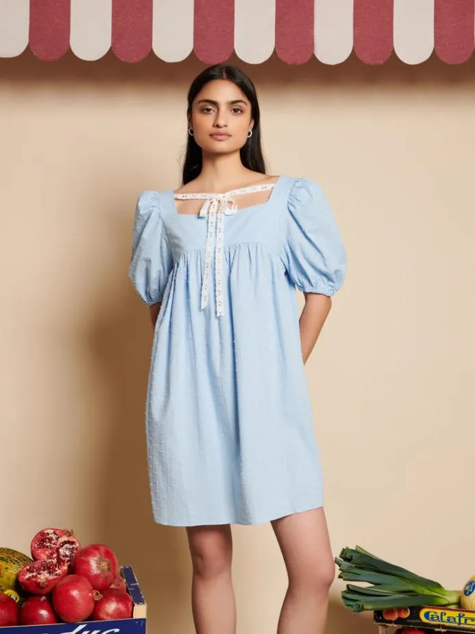 Sister Jane Dresses Women Barn Rose Mini Dress Baby Blue