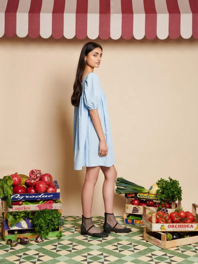 Sister Jane Dresses Women Barn Rose Mini Dress Baby Blue
