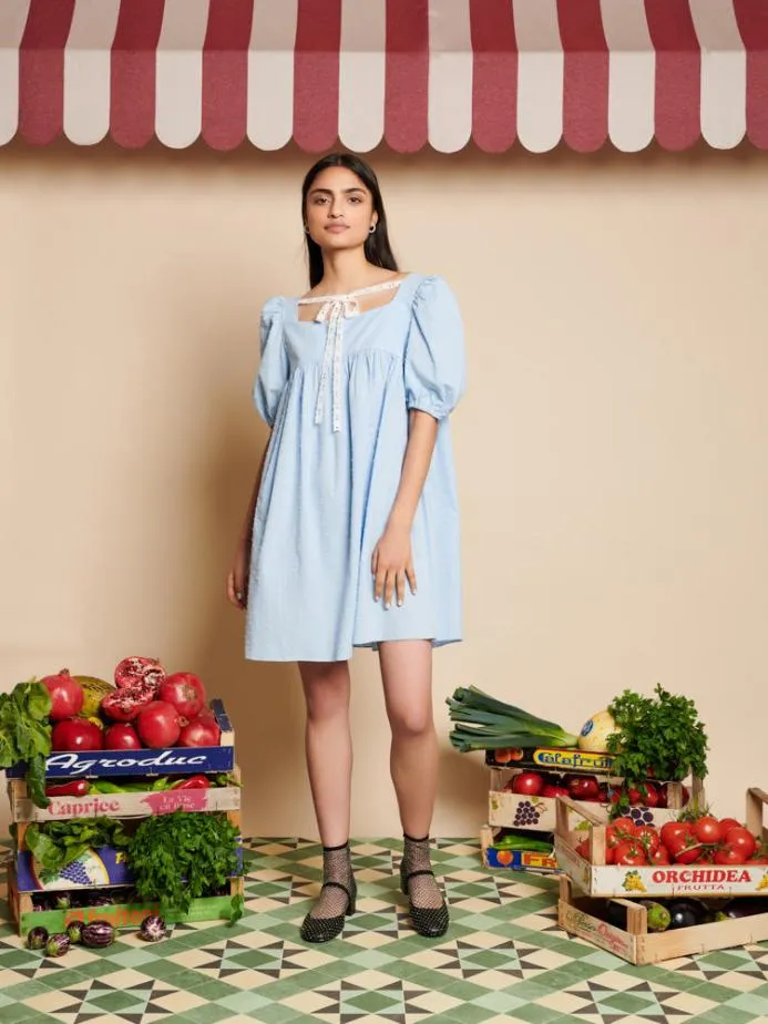 Sister Jane Dresses Women Barn Rose Mini Dress Baby Blue