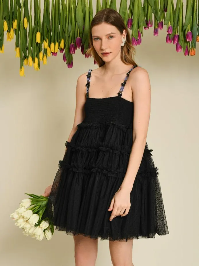 Sister Jane Dresses Women DREAM Sofie Spot Tulle Mini Dress Black