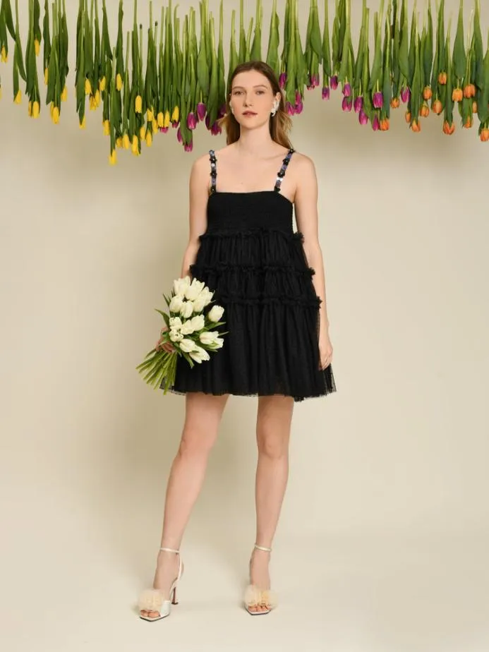 Sister Jane Dresses Women DREAM Sofie Spot Tulle Mini Dress Black Sister Jane Dresses Women DREAM Sofie Spot Tulle Mini Dress Black
