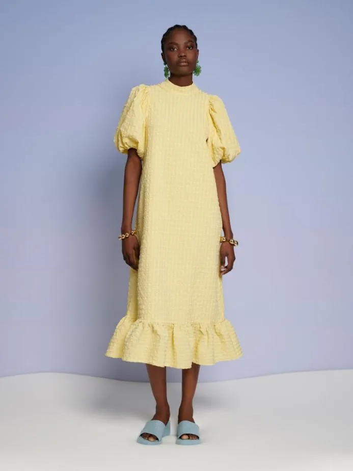 Sister Jane Dresses Women Ghospell Archer Check Midi Dress Cedrat Yellow