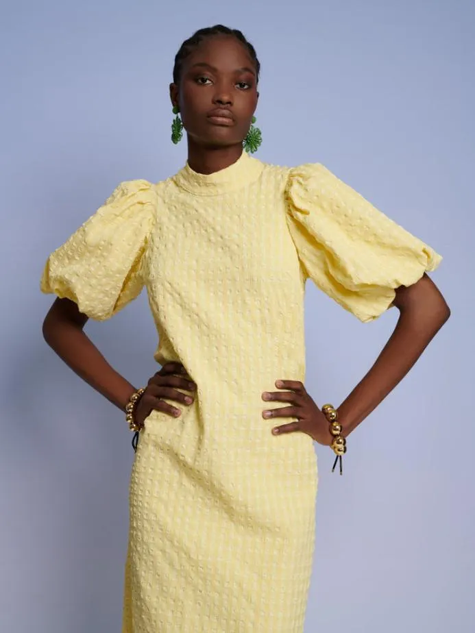 Sister Jane Dresses Women Ghospell Archer Check Midi Dress Cedrat Yellow