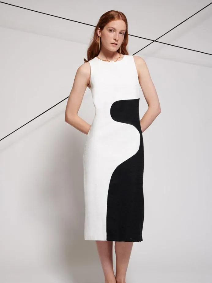 Sister Jane Dresses Women Ghospell Hayden Curved Midi Dress Black And White