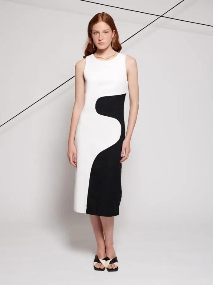 Sister Jane Dresses Women Ghospell Hayden Curved Midi Dress Black And White Sister Jane Dresses Women Ghospell Hayden Curved Midi Dress Black And White