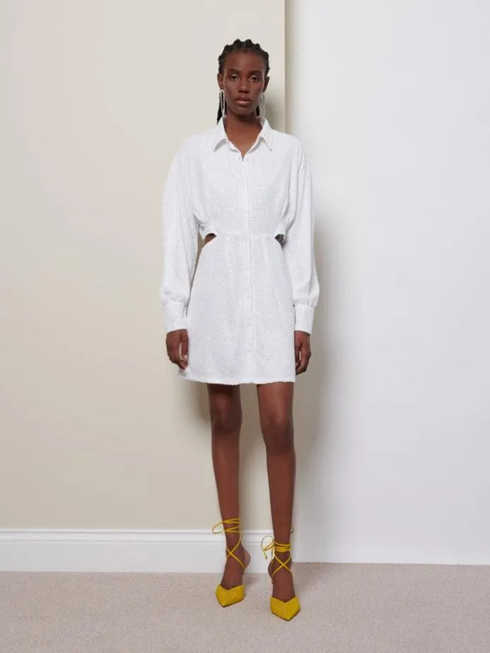 Sister Jane Dresses Women Ghospell Paloma Sequin Shirt Dress Brillant White Sister Jane Dresses Women Ghospell Paloma Sequin Shirt Dress Brillant White