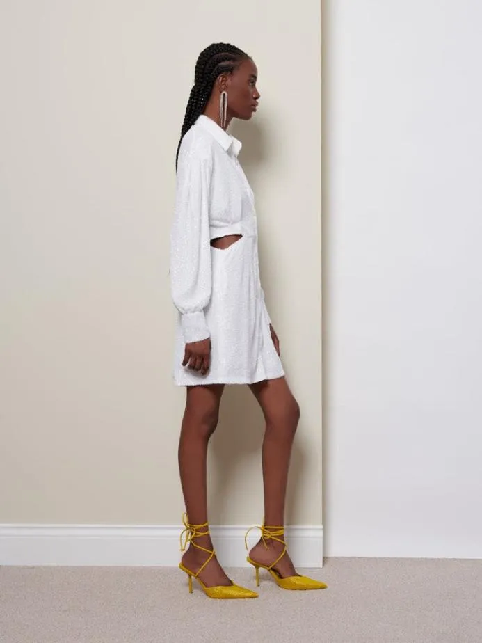 Sister Jane Dresses Women Ghospell Paloma Sequin Shirt Dress Brillant White Sister Jane Dresses Women Ghospell Paloma Sequin Shirt Dress Brillant White