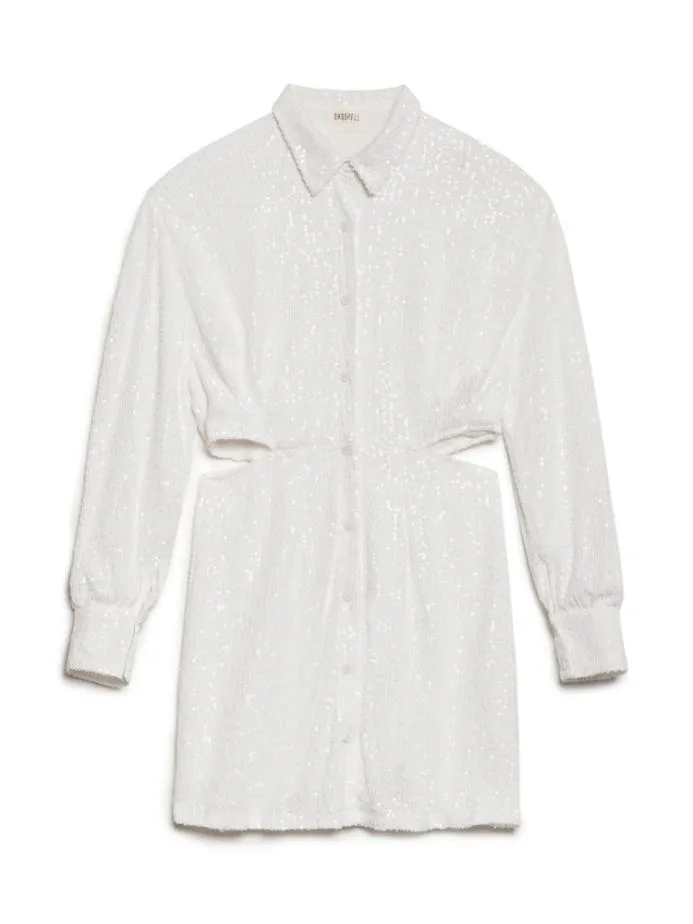 Sister Jane Dresses Women Ghospell Paloma Sequin Shirt Dress Brillant White Sister Jane Dresses Women Ghospell Paloma Sequin Shirt Dress Brillant White