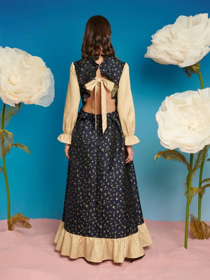 Sister Jane Dresses Women Lunar Flower Jacquard Maxi Dress Black And Yellow