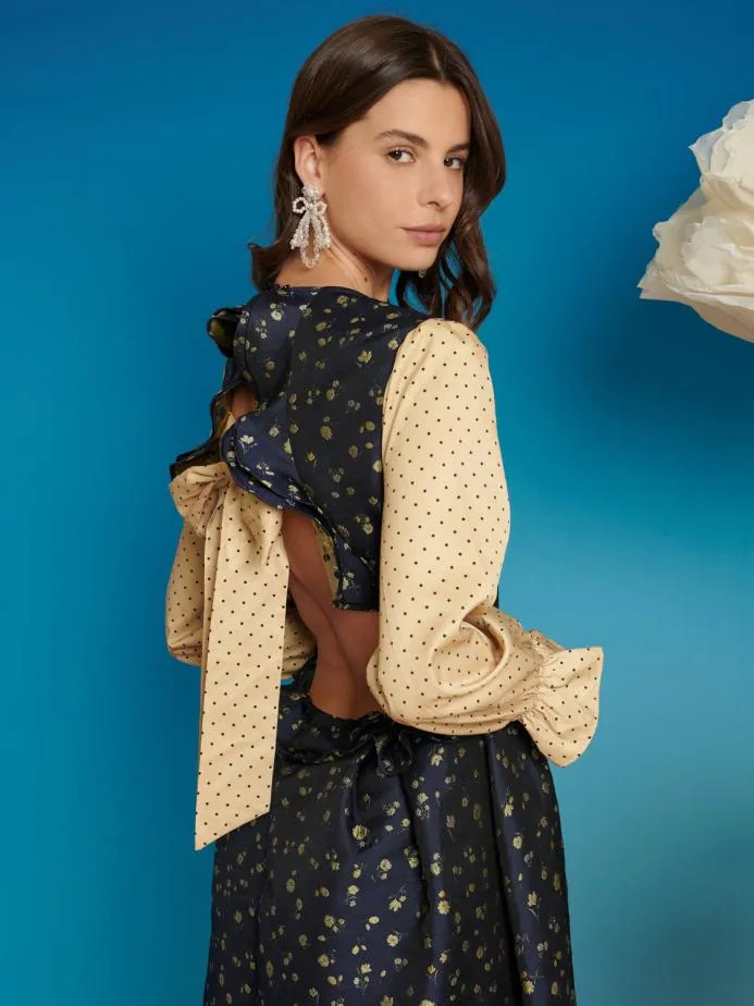 Sister Jane Dresses Women Lunar Flower Jacquard Maxi Dress Black And Yellow