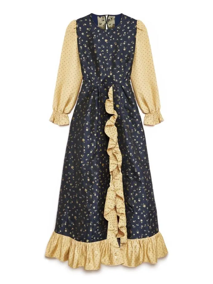 Sister Jane Dresses Women Lunar Flower Jacquard Maxi Dress Black And Yellow