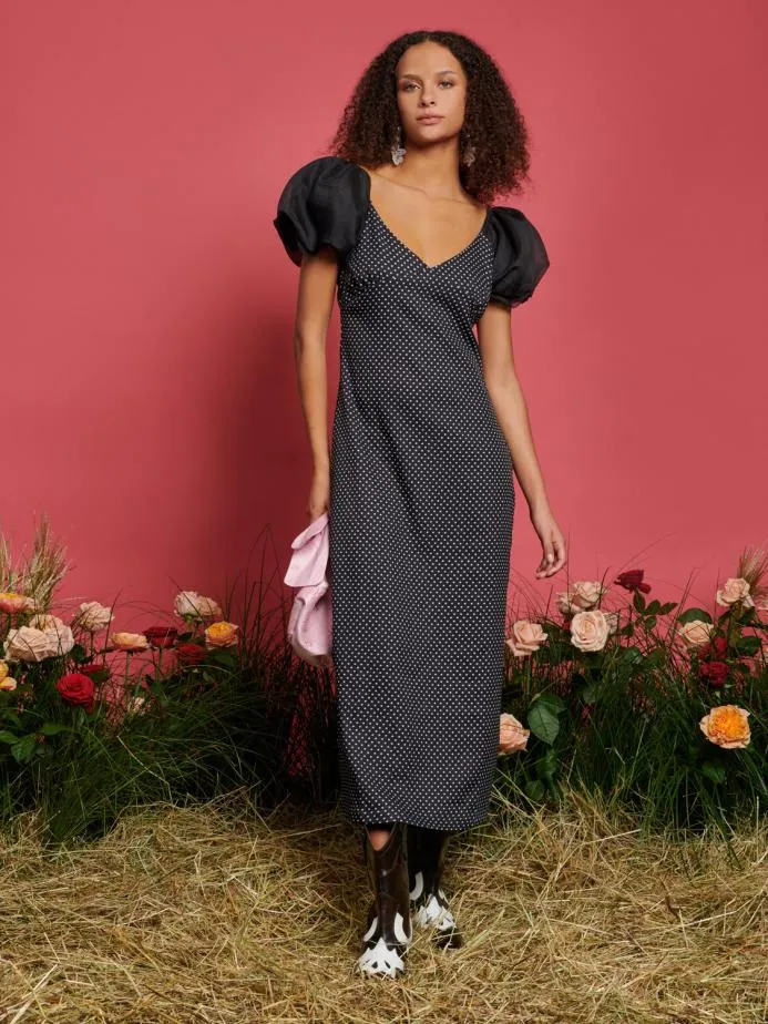 Sister Jane Dresses Women Paddock Polka Midi Dress Black